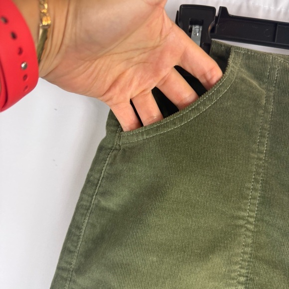 Veronica Beard Crosbie Wide Leg Crop High Rise Corduroy Forest Green Size 26 - Picture 7 of 15